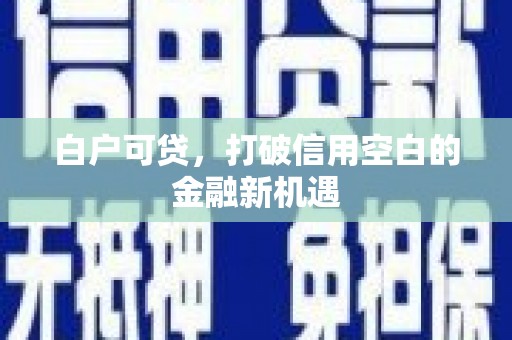 合阳白户可贷，打破信用空白的金融新机遇