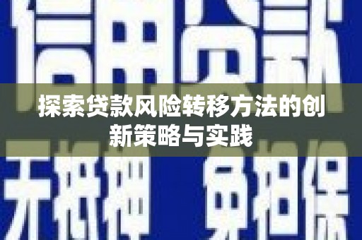 合阳探索贷款风险转移方法的创新策略与实践